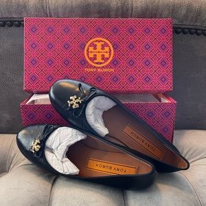 Tory Burch women’s leather ballet flats size 9.5 Brand new in box color: Black